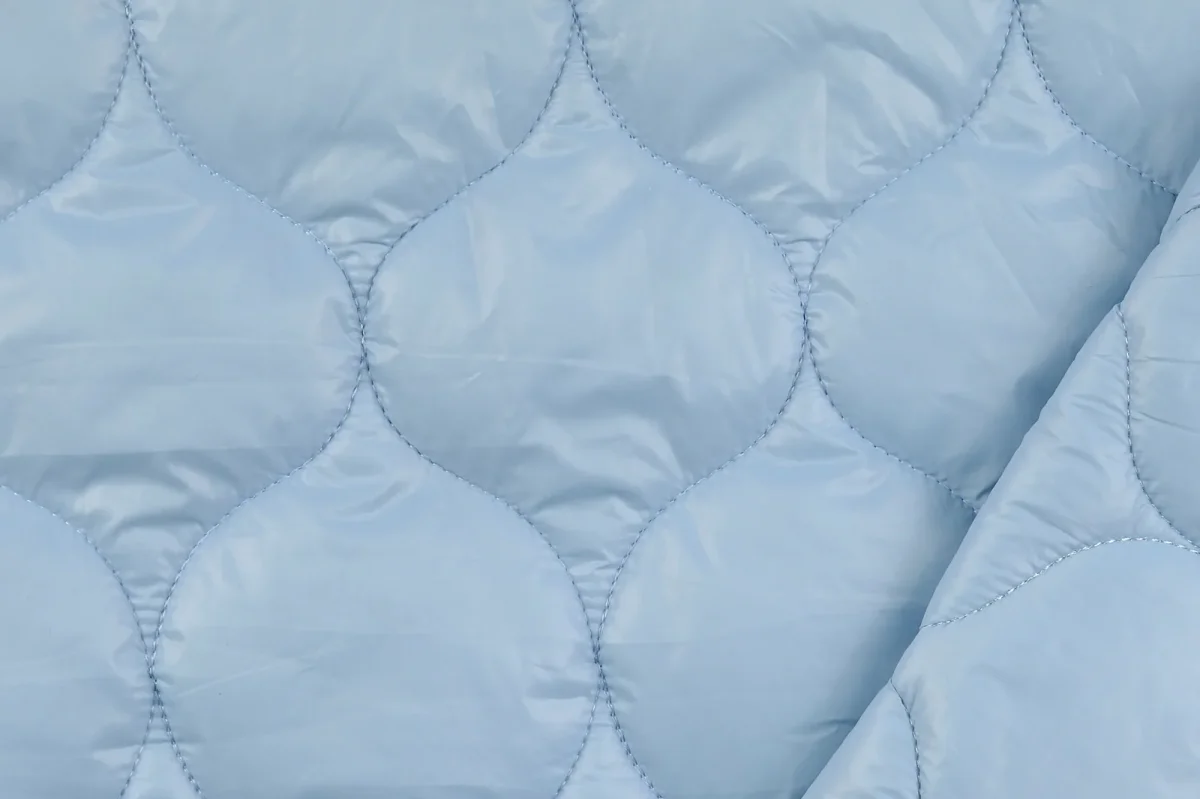 Gestepte stof, retro motief, lichtblauw. Y363 - Afbeelding 4