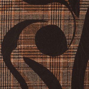 Gevilte jersey stof, ruit met fantasieprint, zwart/cognac. Y760