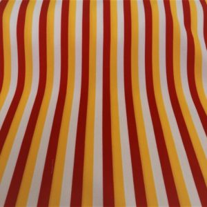 Oeteldonk streep stof, Texture, bistretch, rood,wit,geel 10 meter
