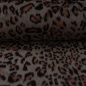 Fake fur, bont stof, panterprint, roze, ecru, bruin. Q502