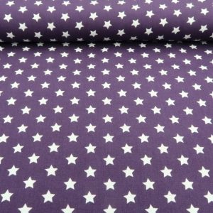 Katoenen stof, paars met sterren.SK045