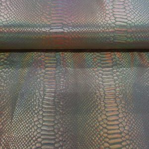 Lycra stof, foliedruk krokodil, goud/geel. LY4931.80