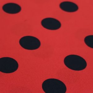 Texture stof, stippen print groot, rood/zwart . X2483
