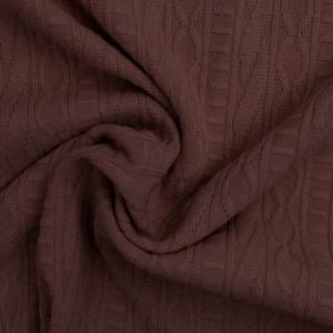 Jacquard gebreide stof, kabel reliëf, aubergine. Q2982