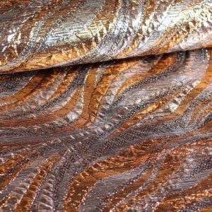Jacquard lamée stof, golf, zilver/goud. F4846-30