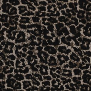 Jacquard stof, panterprint, zwart/bruin/zand. P025