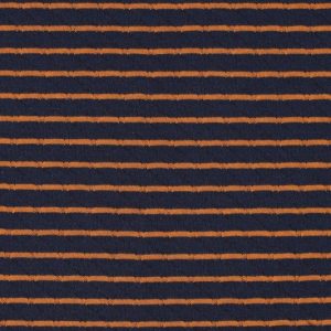 Jersey quilt yarn stof, streep, donkerblauw/bruin by Poppy. D092