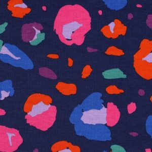 Jersey stof, animal Nerida Hansen, navy blauw. X1317