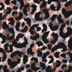 Jersey stof, panterprint, zwart/bruin/beige/oudroze. Y895