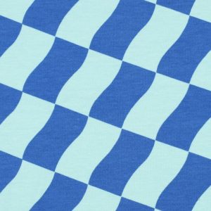 Jogging stof, vlakkenprint, blauw/mint, Poppy meets Pommé. X1422