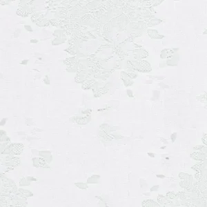 Kant stof, bloemen motief, wit. Y191