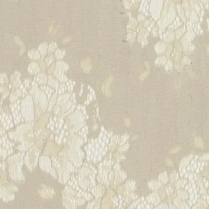 Kant stof, bloemen motief, zand. Y192