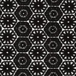 Kant stof, granny square zeshoek, zwart. C502