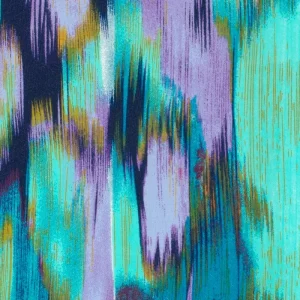 Katoen satijn stof, abstracte print, blauw/turquoise/paars. Y266