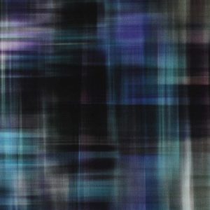 Katoen satijn stof, digitale ruit schaduwprint, zwart/paars/blauw. X1262