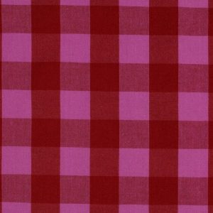 Katoen stof, garen geverfd, ruit motief, fuchsia/rood. P612