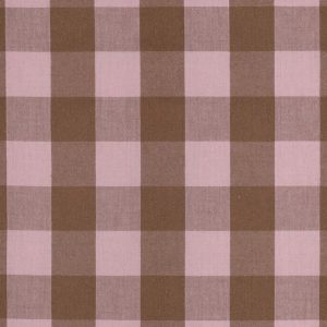 Katoen stof, garen geverfd, ruit motief, camel/oudroze. P614