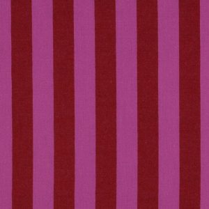 Katoen stof, garen geverfd, streep motief, fuchsia/rood. P613