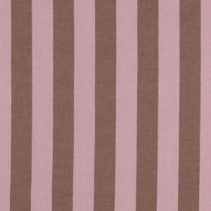 Katoen stof, garen geverfd, streep motief, camel/oudroze. P615