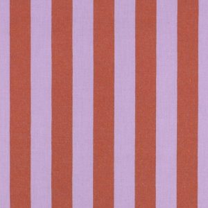 Katoen stof, garen geverfd, streep motief, lila/oranje. P617
