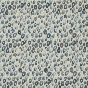 Katoen voile broderie stof, dierenprint, geborduurde schulprand, blauw/groen/ X705