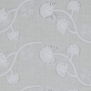 Katoen voile stof, broderie paardenbloemen, wit. X081