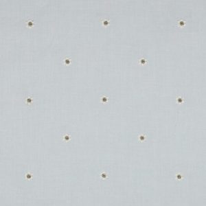 Katoen voile stof, geborduurde kleine bloemen met gouden hartjes, offwhite/goud. P029