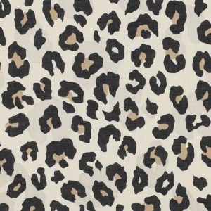 Katoen voile stof, panterprint, zand. Y639