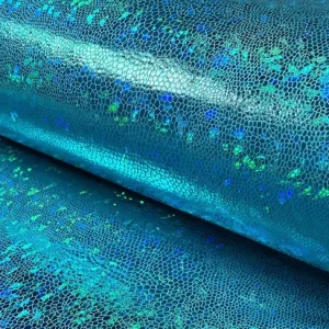 Lycra stof, slang print, aqua. LYS004