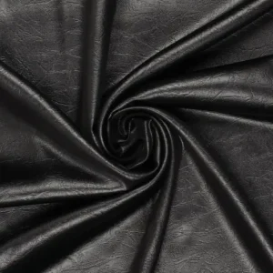 Leatherlook satijn stof, zwart. P185