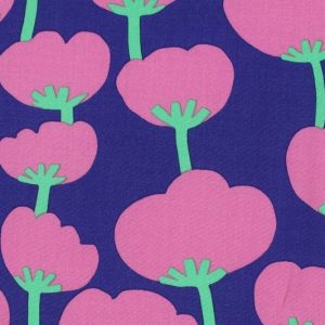 Lenzing ecovero stof, poppies Nerida Hansen, koningsblauw. X1318