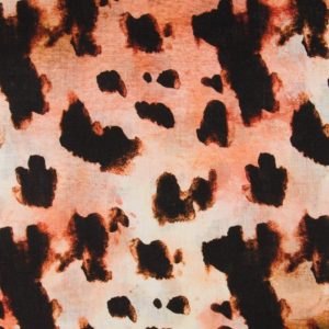 Linnen stof, panter/fantasieprint, oranje. Z0306