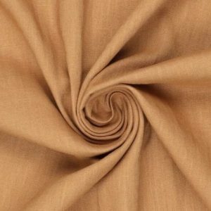 Linnen stof gewassen, lichtbruin. BEL098