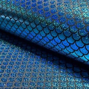 Lycra stof, reptiel print groot, aqua . LYR004