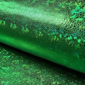 Lycra stof, slang print,  groen . LYS025