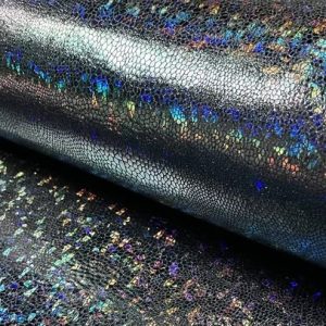 Lycra stof, slang print, zwart . LYS069