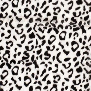 Mesh stretch stof, panterprint met flock, wit/zwart. W0305