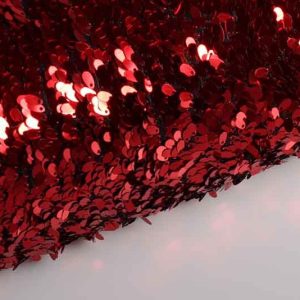 Pailletten stof, druppels op mesh tule, rood. F5201-103