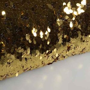 Pailletten stof, druppels op mesh tule, goud. F5201-80