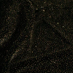 Poly jersey velours stof, glitters, zwart/goud. P115