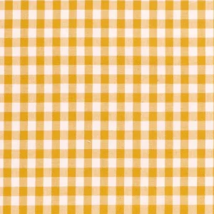 Katoen stof ruit, okergeel met wit, 1.0R034