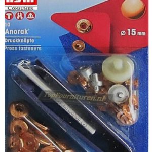 Prym Naaivrijedrukknopen 15mm, rozegoud, 390312.