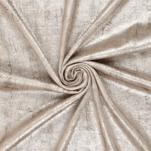 Satijn lurex stof, foliedruk, grijs/beige. P582