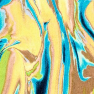 Satijn velvet stof, abstracte print, groen/geel/blauw. Y258