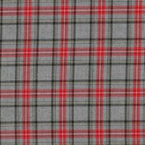 Schotse ruit stof, stretch, grijs/rood. X839