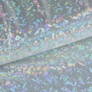 Scuba stof, folie, discoprint, holografisch zilver. F7055-70