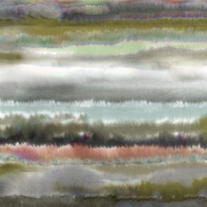 Scuba buitenstof, fijne borg binnenstof, golvenprint, groen/grijs. D0414