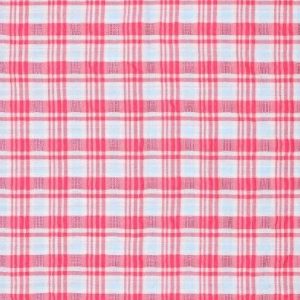 Seersucker katoen ruitstof, fuchsia/lichtblauw/wit. C511