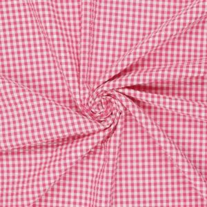 Seersucker katoen stof, ruit, fuchsia. Y32