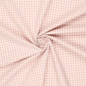 Seersucker katoen stof, ruit, zalm. Y37